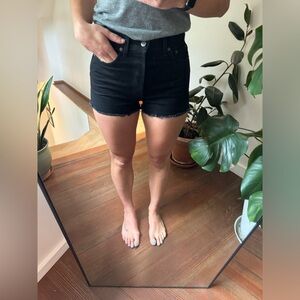 Reformation black Dixie High Rise jean shorts
